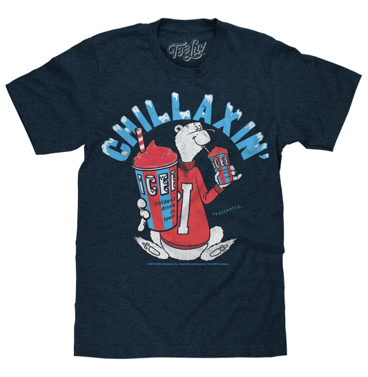 ICEE Chillaxin' Faded Logo Mens T Shirt Navy Blue