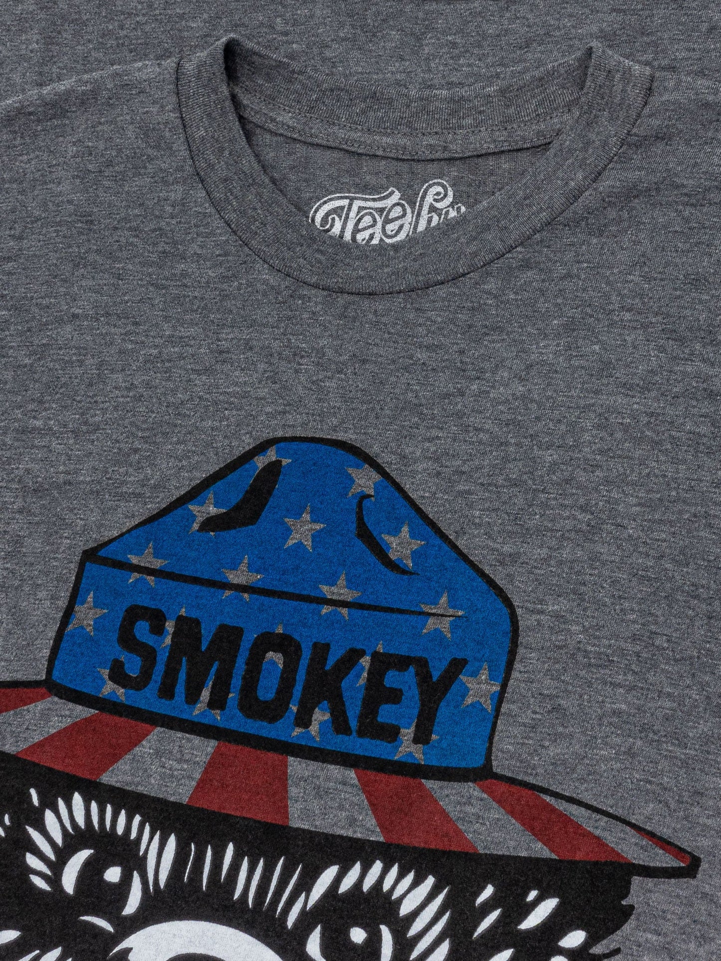 Patriotic Smokey Bear Mens T Shirt Gray