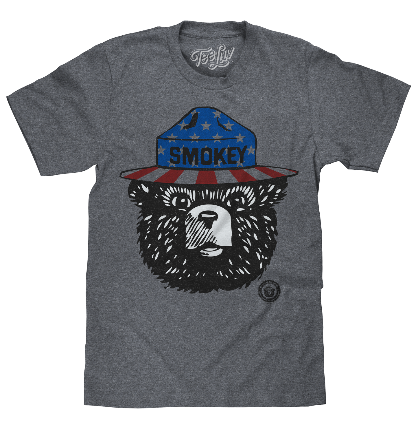 Patriotic Smokey Bear Mens T Shirt Gray