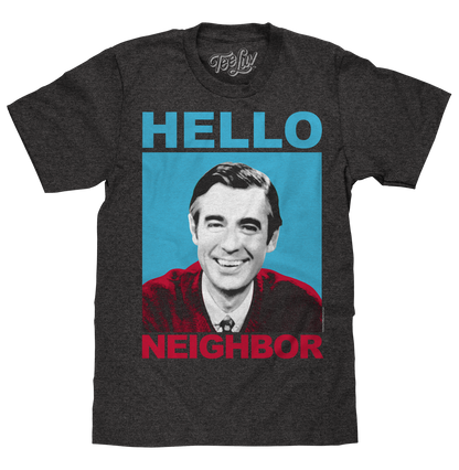 Mister Rogers "Hello Neighbor" Mens T Shirt Gray