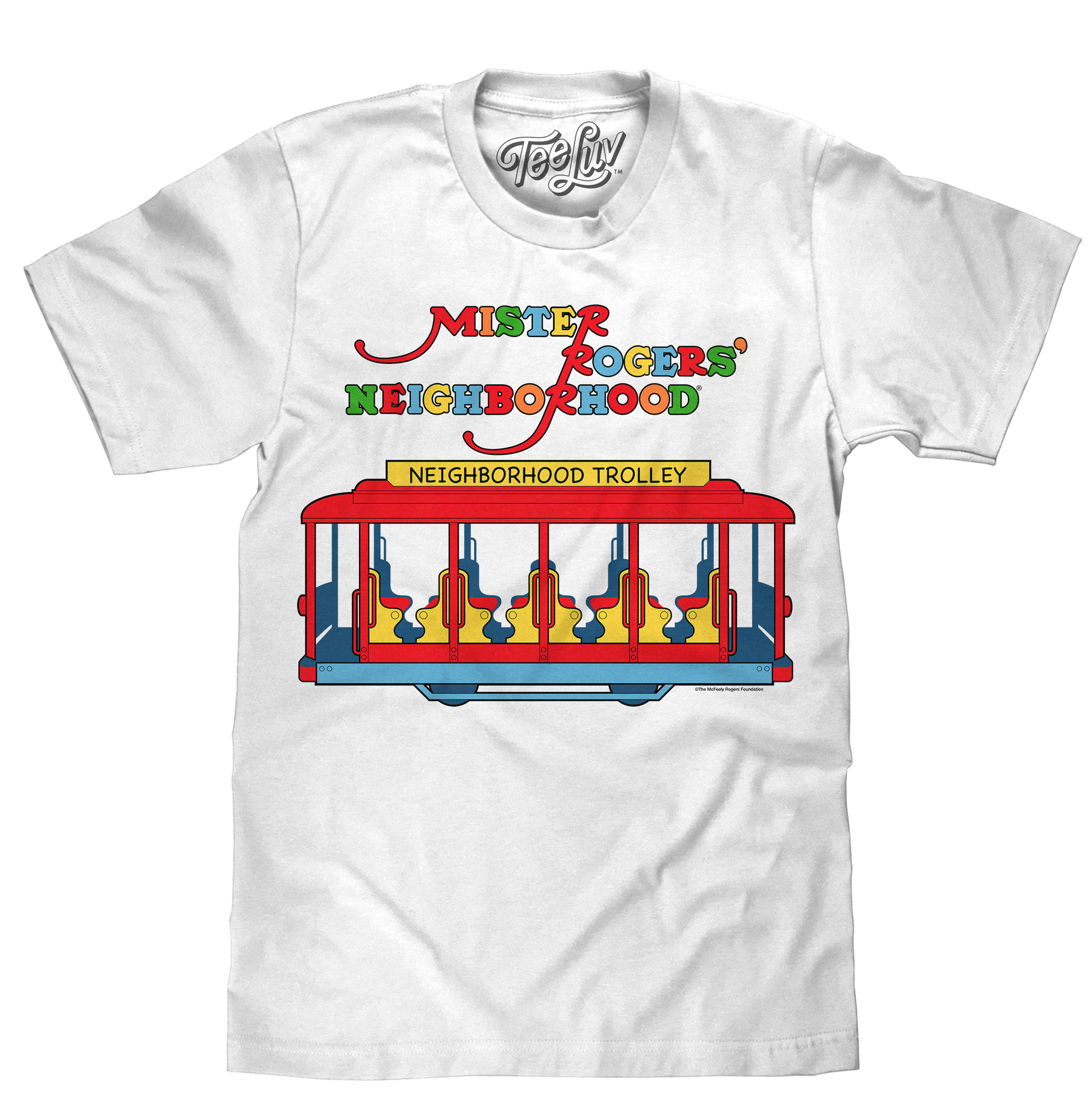 Mister Rogers' Neighborhood Trolley Logo Mens T Shirt White