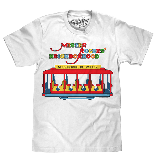 Mister Rogers' Neighborhood Trolley Logo Mens T Shirt White