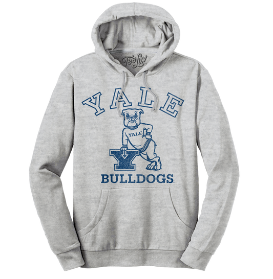 Yale Bulldog Pullover Hooded Sweatshirt Hoodie Gray