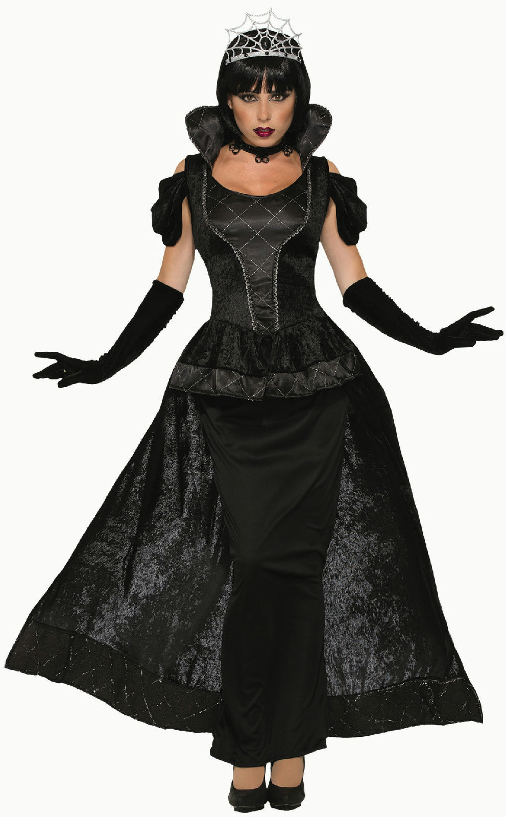 Royal Dark Queen Black Wicked Vampiress Dress Adult Costume