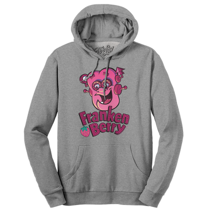 Franken Berry Monster Cereal Mascot Hooded Sweatshirt Hoodie Oxford Gray