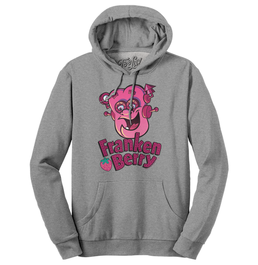 Franken Berry Monster Cereal Mascot Hooded Sweatshirt Hoodie Oxford Gray