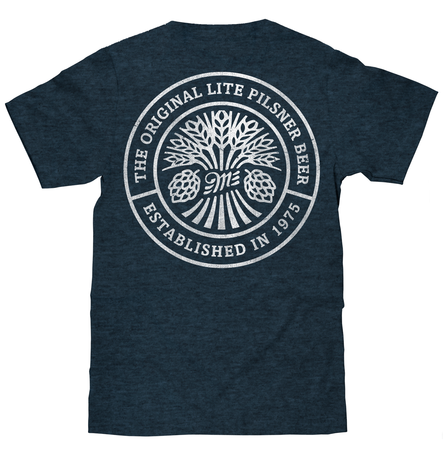 Miller Lite Beer Logo Front and Back Print Mens T Shirt Denim Black Heather