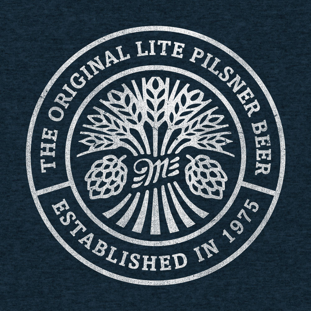 Miller Lite Beer Logo Front and Back Print Mens T Shirt Denim Black Heather