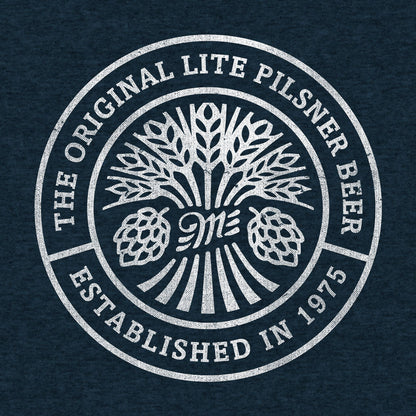 Miller Lite Beer Logo Front and Back Print Mens T Shirt Denim Black Heather