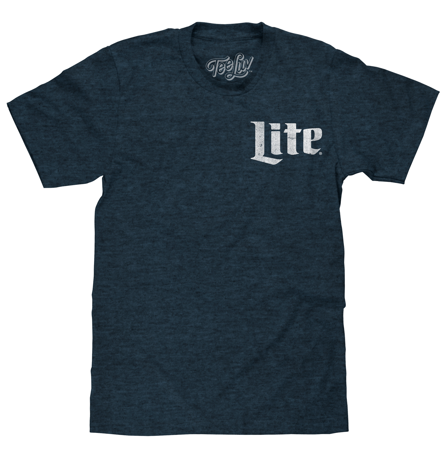 Miller Lite Beer Logo Front and Back Print Mens T Shirt Denim Black Heather