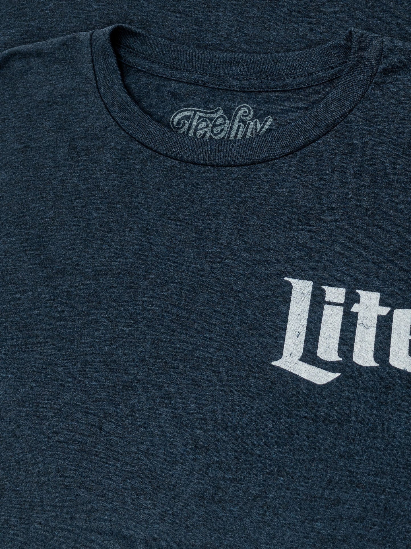 Miller Lite Beer Logo Front and Back Print Mens T Shirt Denim Black Heather