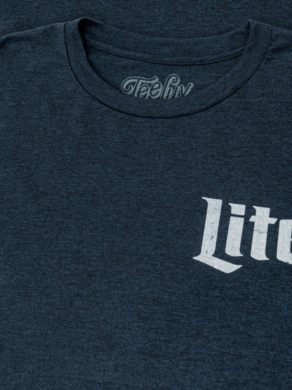 Miller Lite Beer Logo Front and Back Print Mens T Shirt Denim Black Heather
