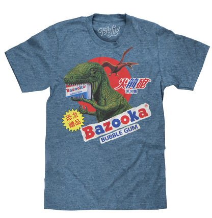 Bazooka Bubble Gum Dinosaur Mens T Shirt Cabo Blue