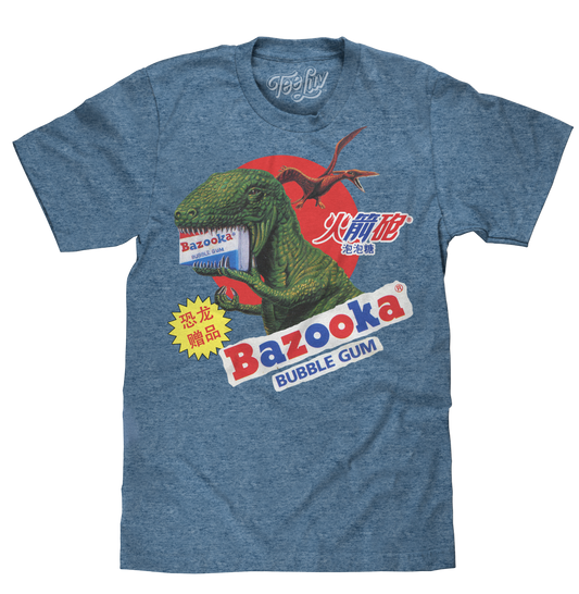Bazooka Bubble Gum Dinosaur Mens T Shirt Cabo Blue
