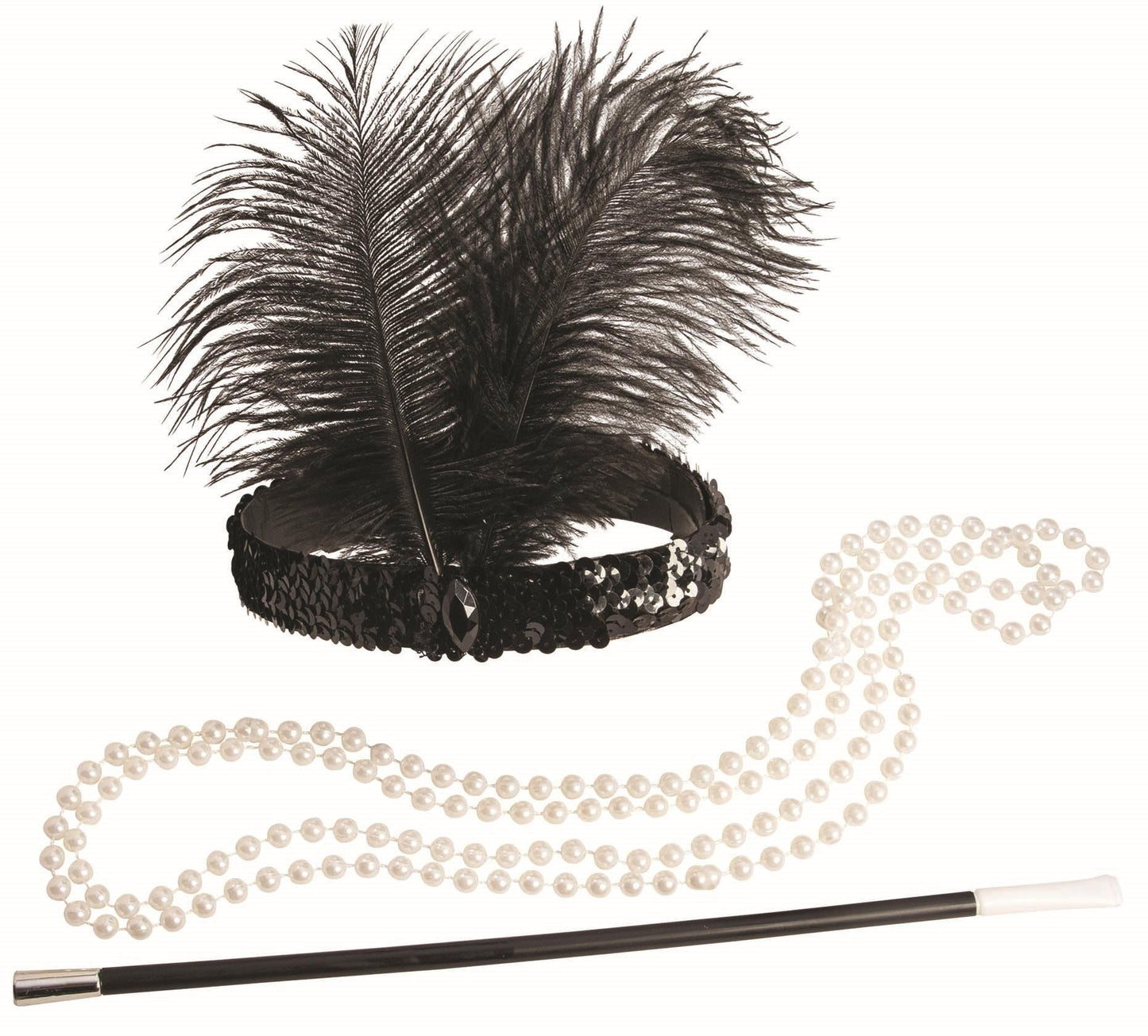 Roaring 20s Flapper Kit Headband, Necklace and Cigarette Holder