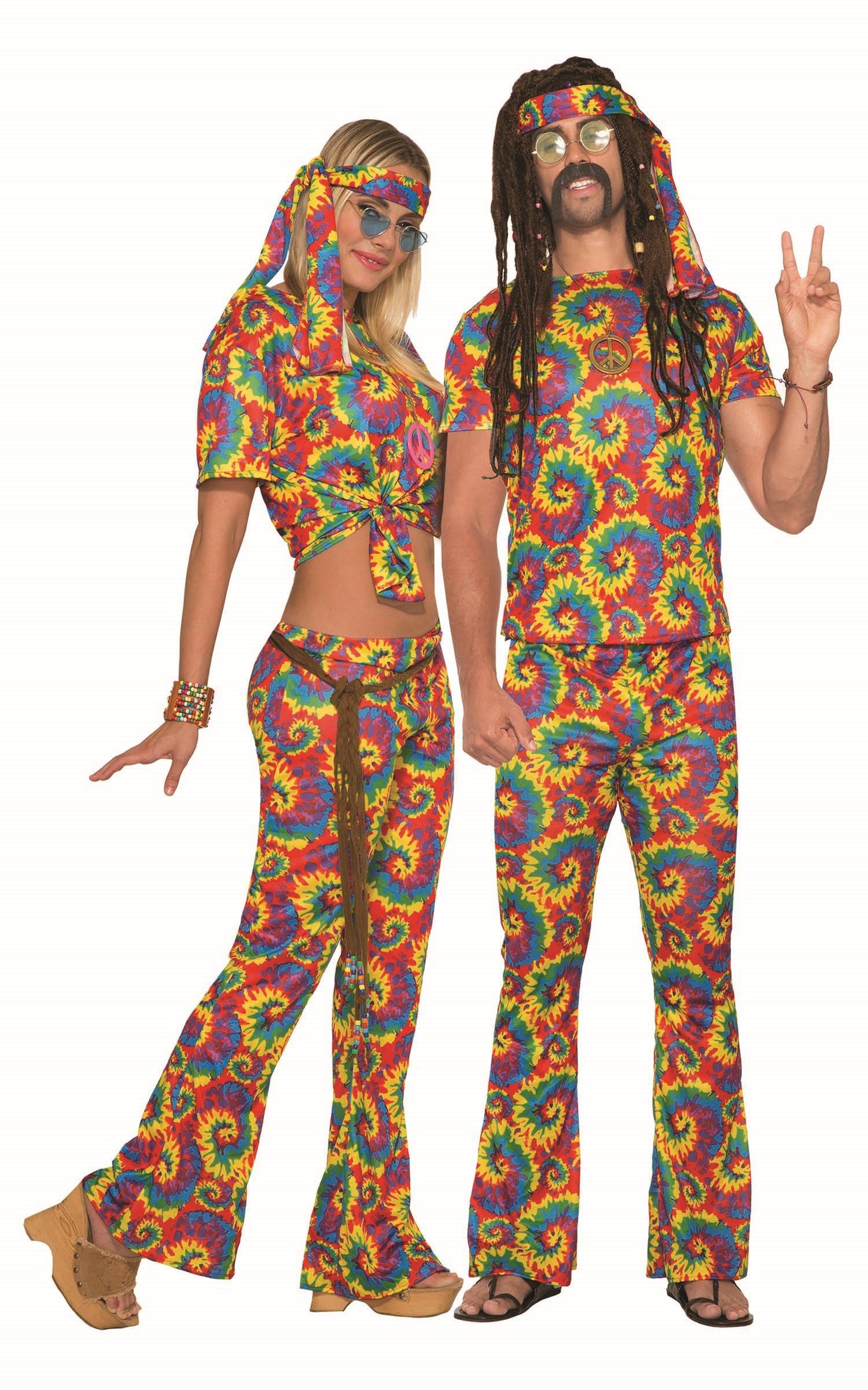 Tie Dye Far Out Hippie Unisex Adult Shirt and Pants Costume