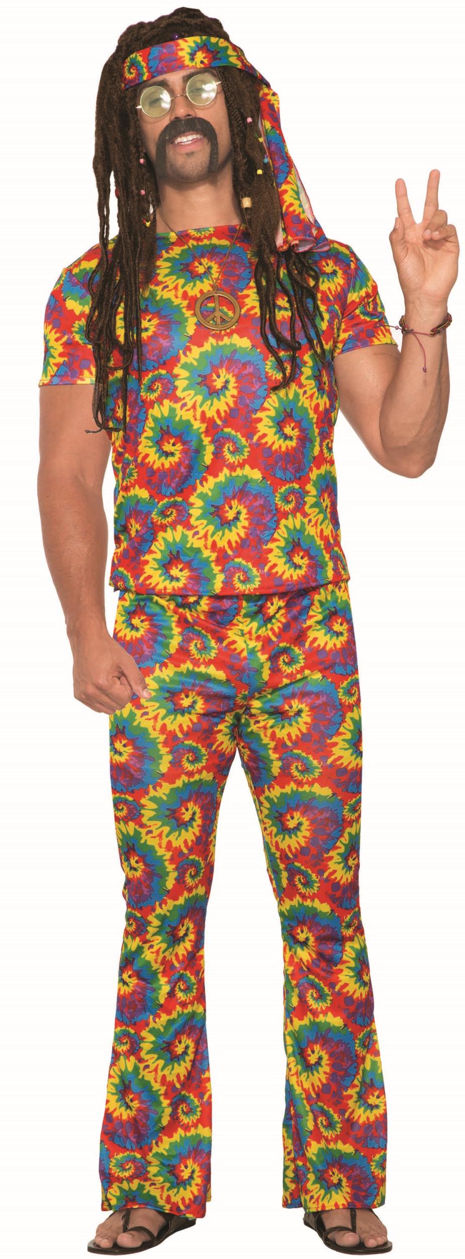 Tie Dye Far Out Hippie Unisex Adult Shirt and Pants Costume