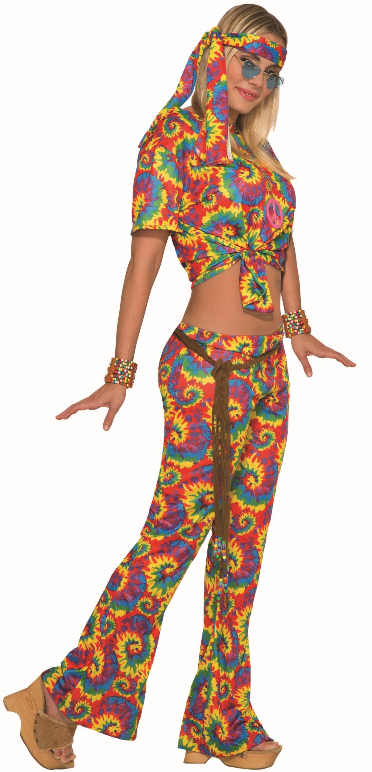 Tie Dye Far Out Hippie Unisex Adult Shirt and Pants Costume