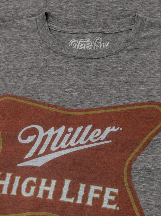 Miller High Life Gold Border Logo Mens T Shirt Gray