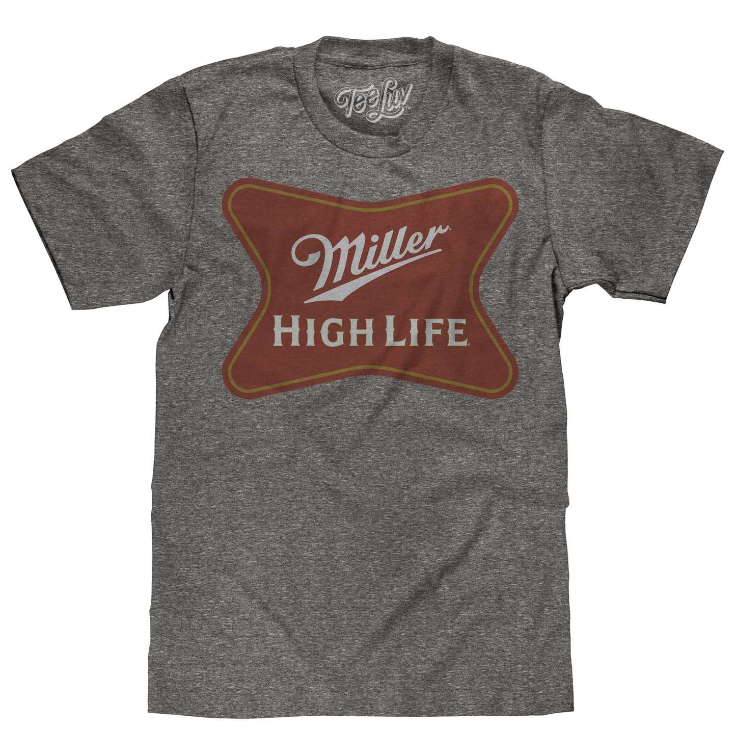 Miller High Life Gold Border Logo Mens T Shirt Gray