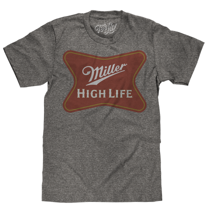 Miller High Life Gold Border Logo Mens T Shirt Gray