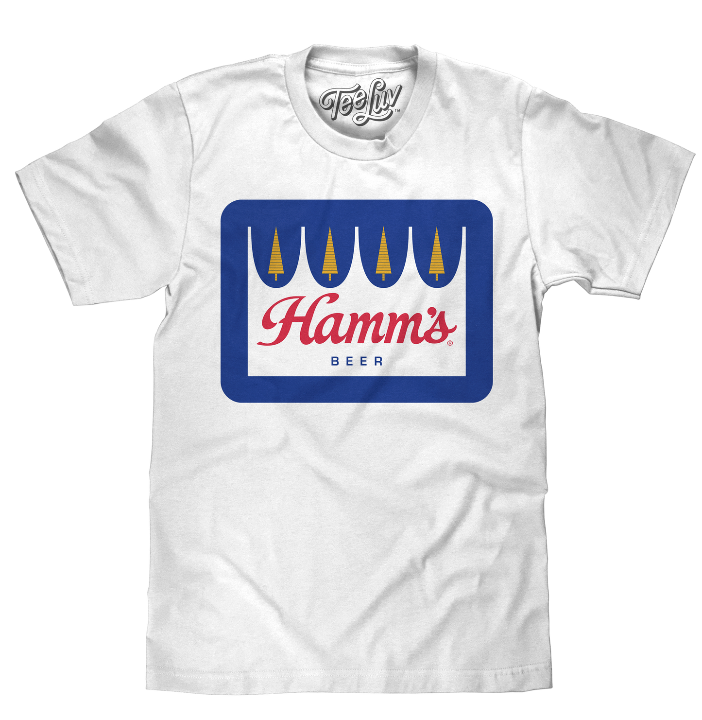 Hamm's Crown Color Logo Mens T Shirt White