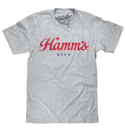 Hamm's Beer Script Logo Mens T Shirt Gray