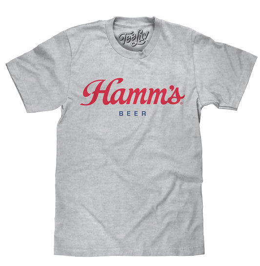 Hamm's Beer Script Logo Mens T Shirt Gray