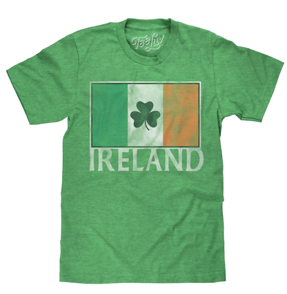 Ireland Flag with Shamrock Mens T Shirt Green