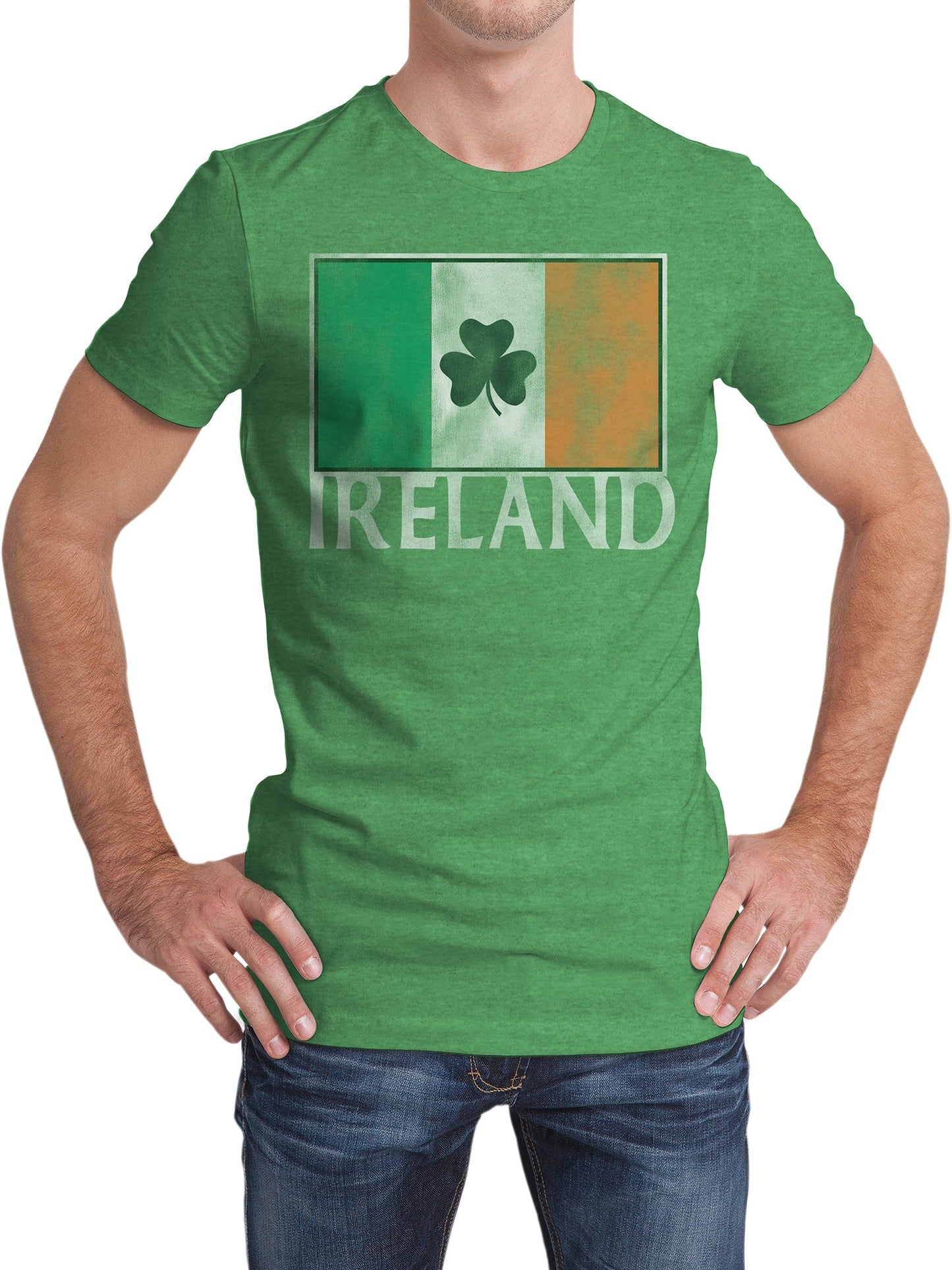 Ireland Flag with Shamrock Mens T Shirt Green