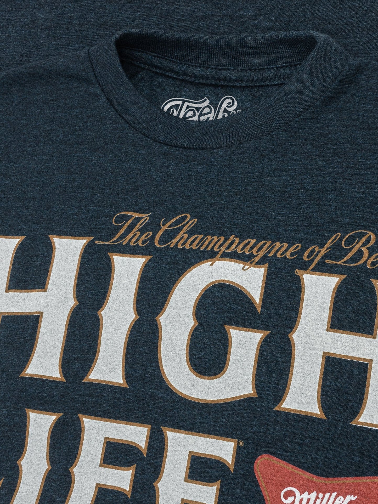 Miller High Life Champagne of Beers Mens T Shirt Heather Navy Blue