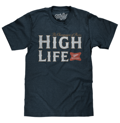 Miller High Life Champagne of Beers Mens T Shirt Heather Navy Blue