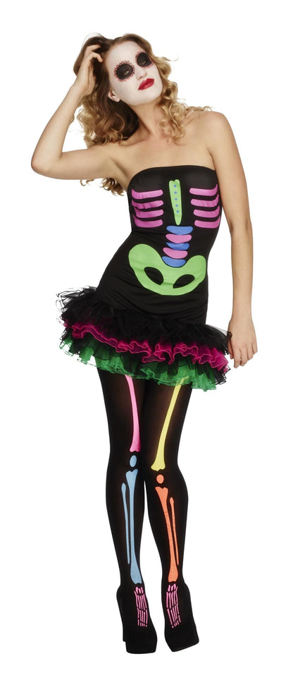 Fever Neon Skeleton Tutu Dress Women's Costume Size Medium 10-12
