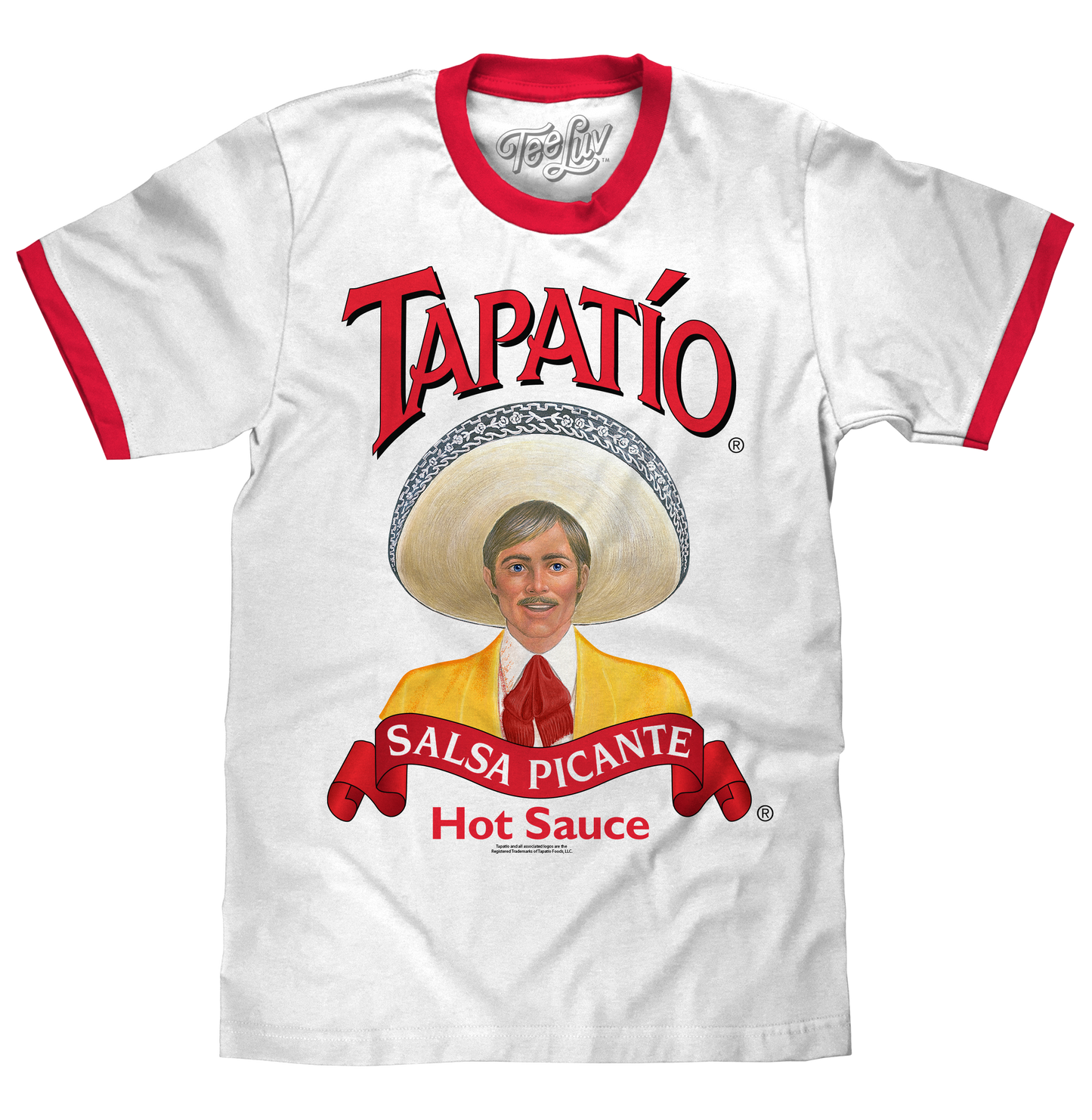 Tapatio Hot Sauce Ringer Mens T Shirt White/Red
