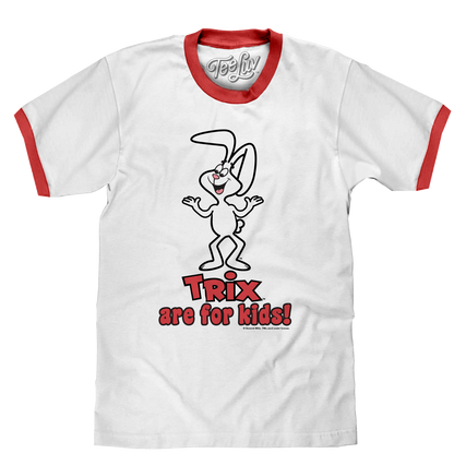 Trix are for Kids! Ringer Mens T Shirt White and Red