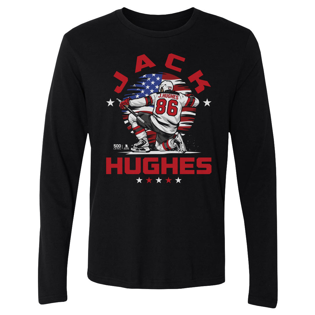Jack Hughes New Jersey USA Flag Celebration WHT