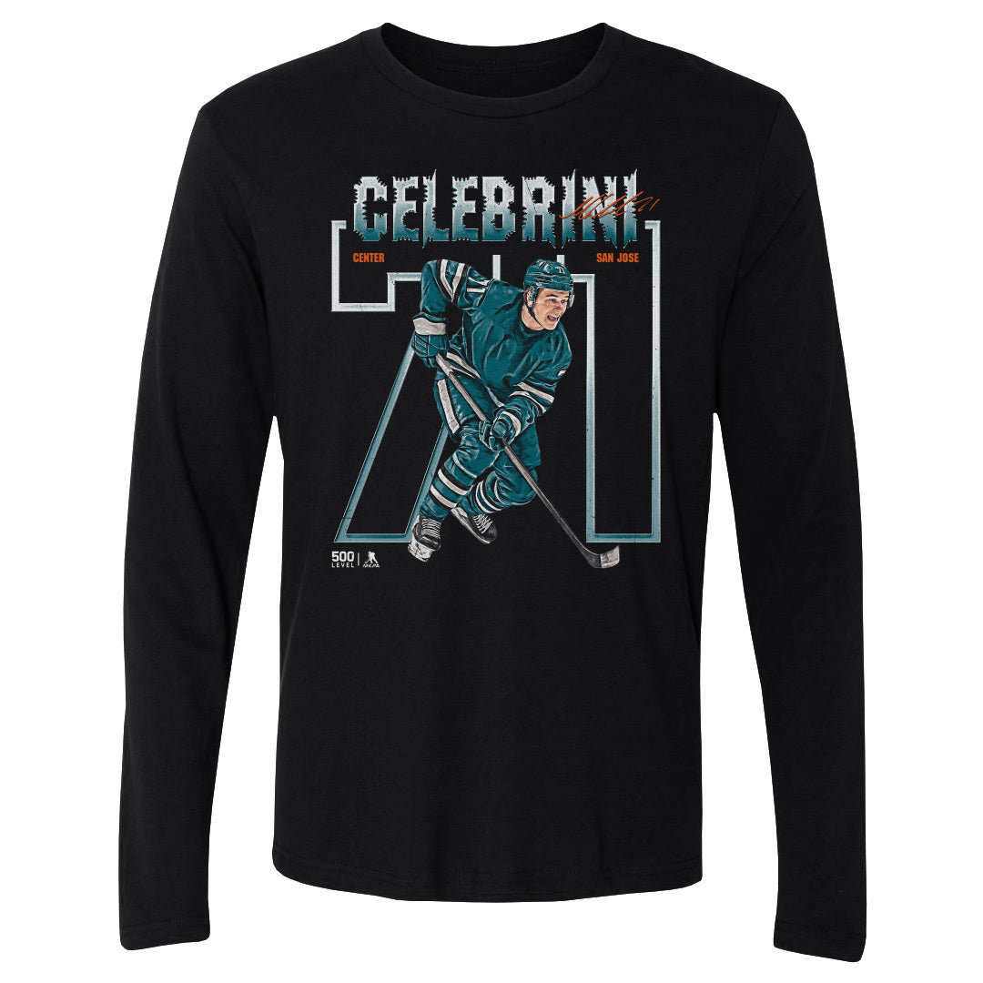 Macklin Celebrini San Jose Number Outline WHT