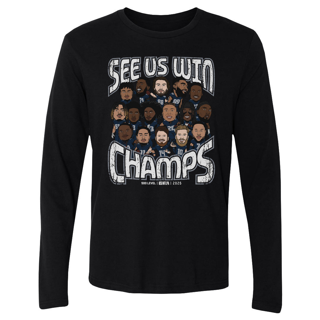 Seattle Football 2025 Champs Cartoon WHT