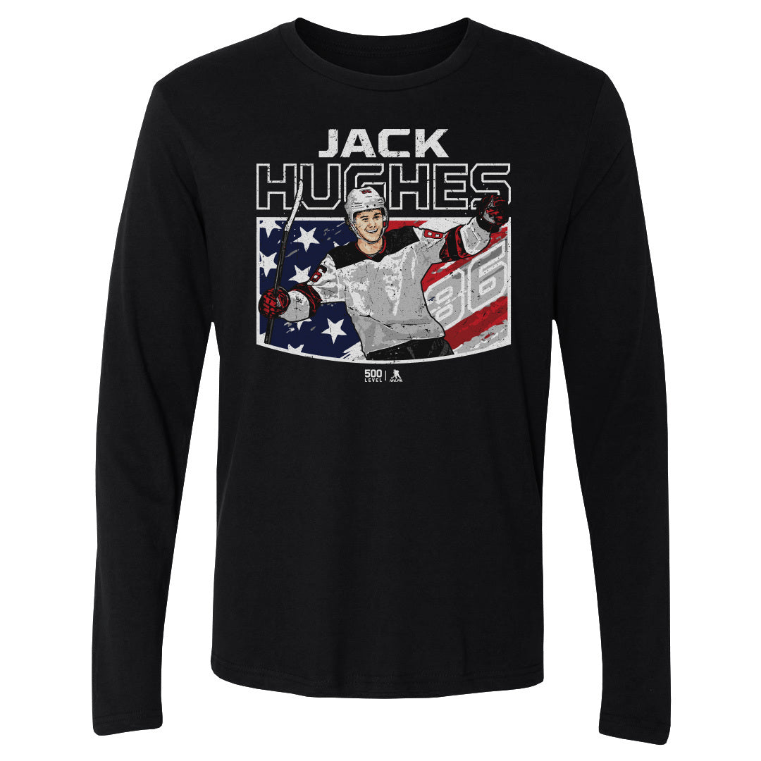 Jack Hughes New Jersey American Flag WHT