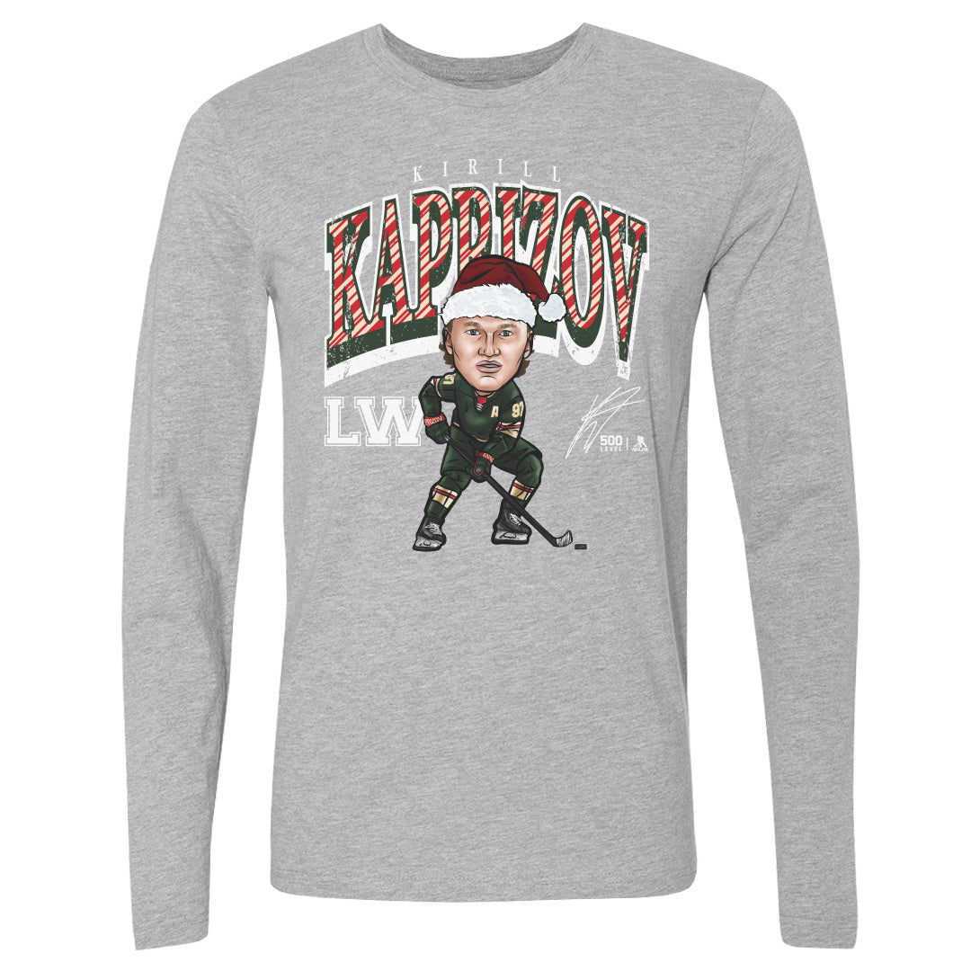 Kirill Kaprizov Minnesota Cartoon Santa Hat WHT