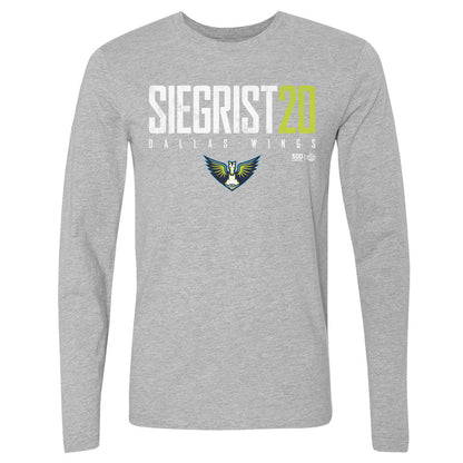 Maddy Siegrist Dallas Wings Elite WHT Mens Long Sleeve T Shirt 500 Level Officially Licensed Fan Gear