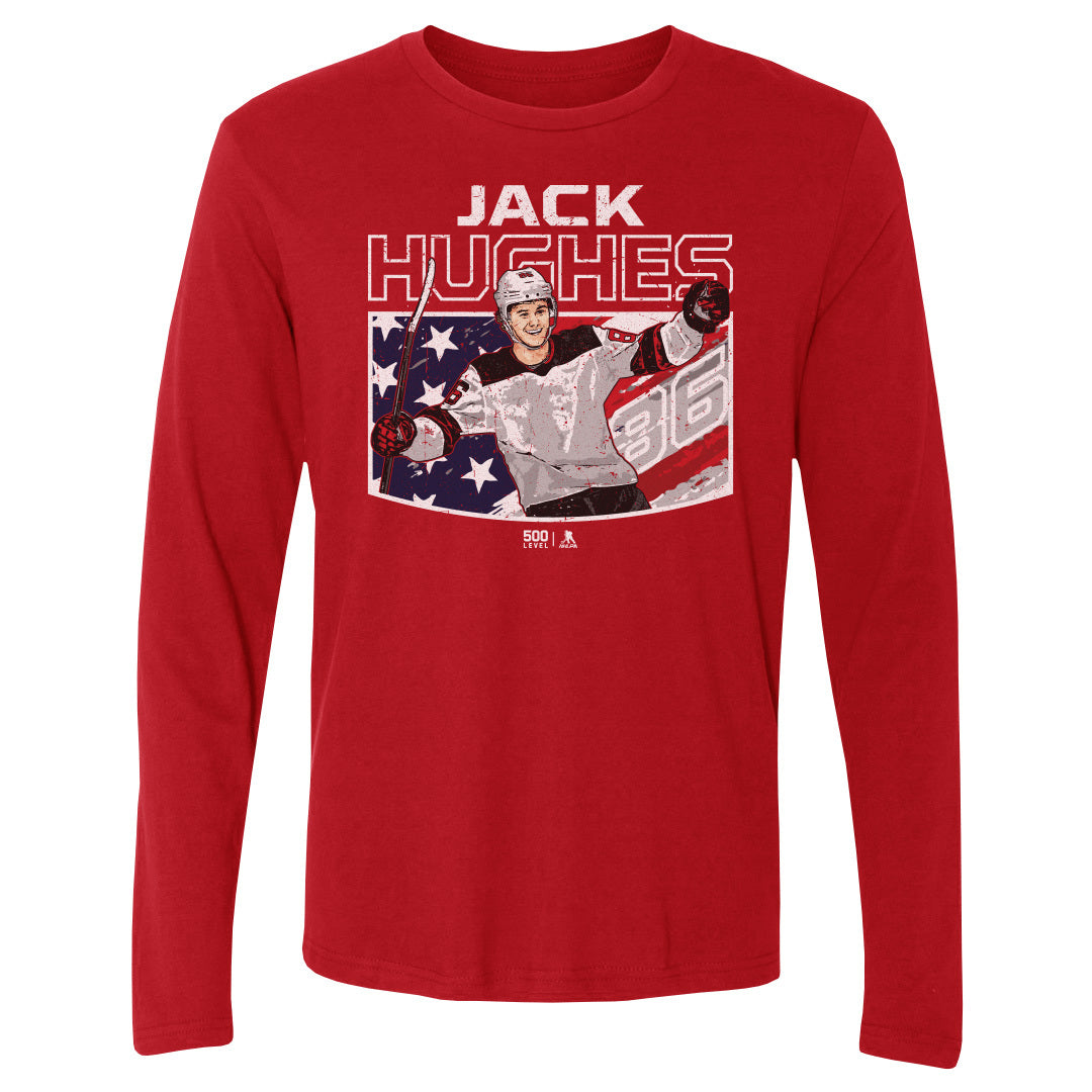 Jack Hughes New Jersey American Flag WHT