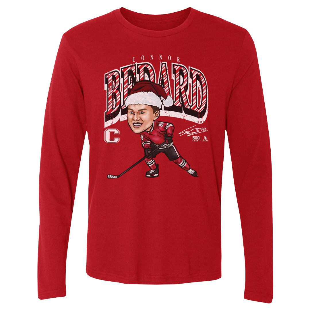 Connor Bedard Chicago Cartoon Santa Hat WHT