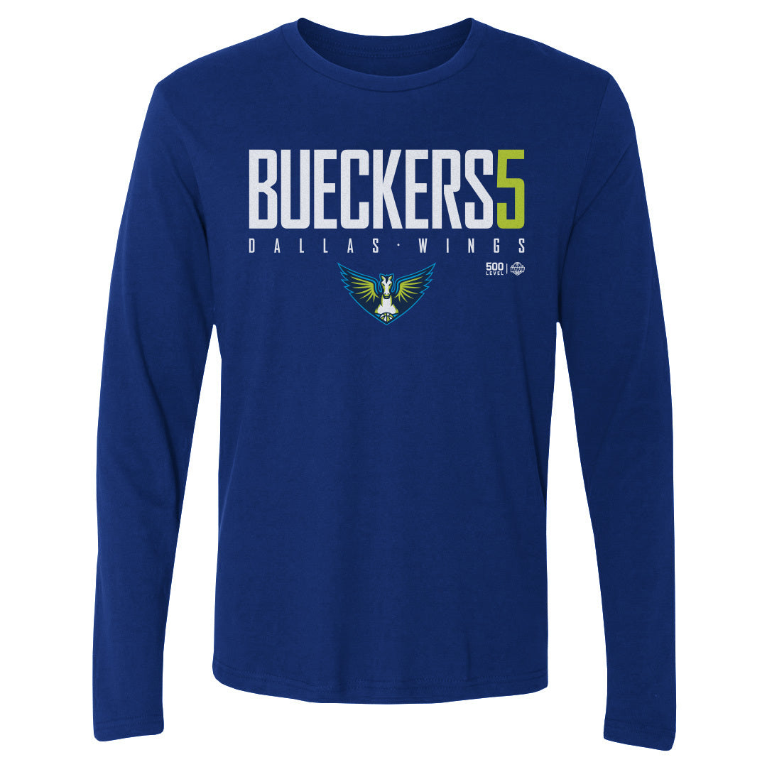 Paige Bueckers Dallas Wings Elite WHT Mens Long Sleeve T Shirt 500 Level Officially Licensed Fan Gear