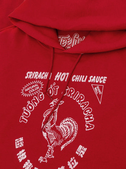Sriracha Hot Chili Sauce Rooster Logo Hooded Sweatshirt Hoodie Red
