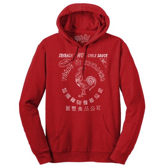 Sriracha Hot Chili Sauce Rooster Logo Hooded Sweatshirt Hoodie Red