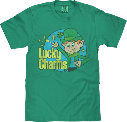 Tee Luv x Comfort Colors 70s Lucky Charms Cereal Leprechaun Mens T Shirt Grass Green