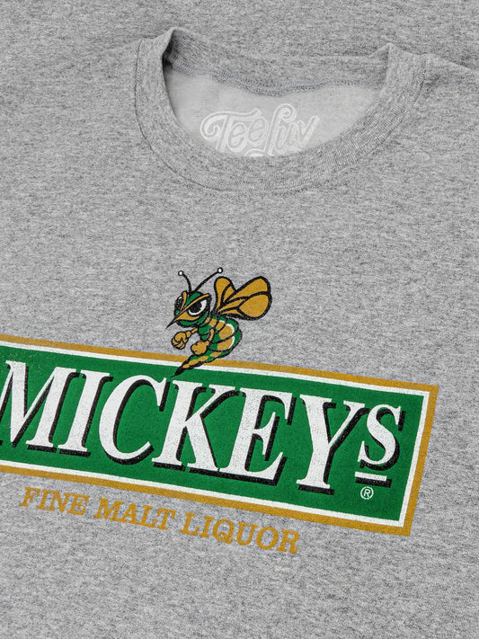 Mickey's Fine Malt Liquor Beer Logo Crewneck Sweatshirt Athletic Heather Gray