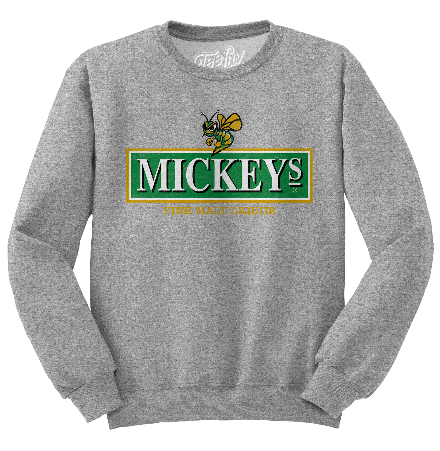 Mickey's Fine Malt Liquor Beer Logo Crewneck Sweatshirt Athletic Heather Gray