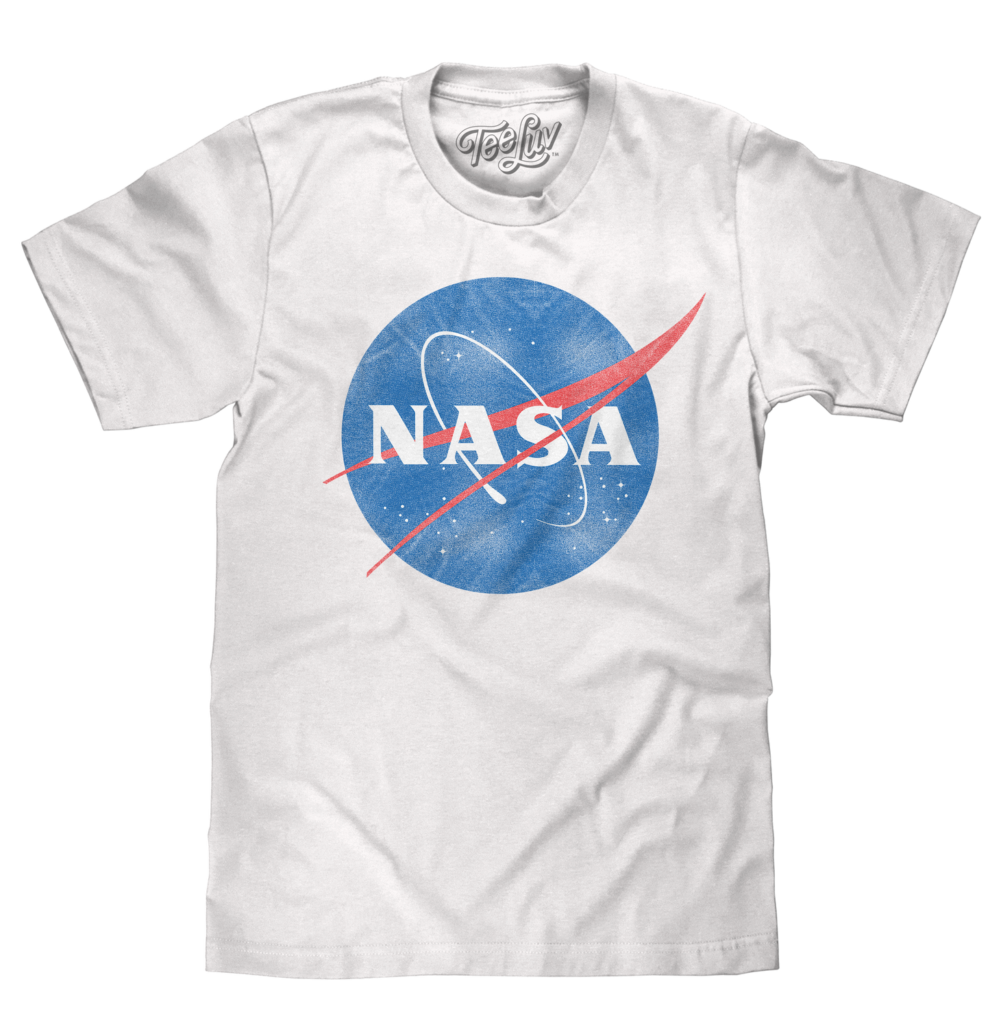 Distressed NASA Logo Mens T Shirt White